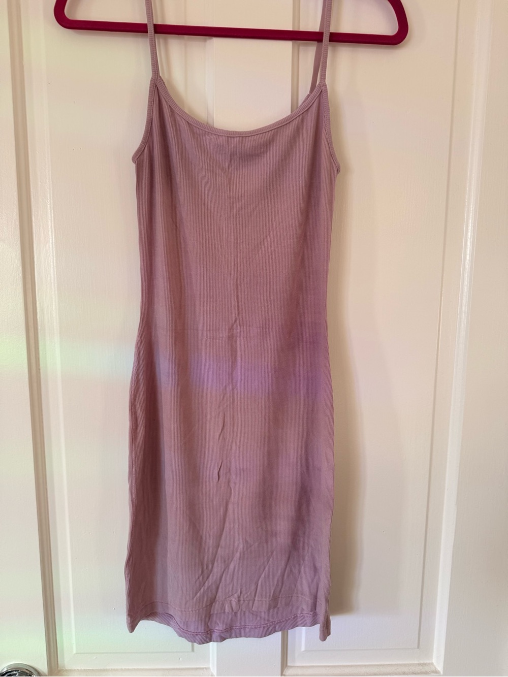 Skims soft lounge short spaghetti strap dress in dusk color.